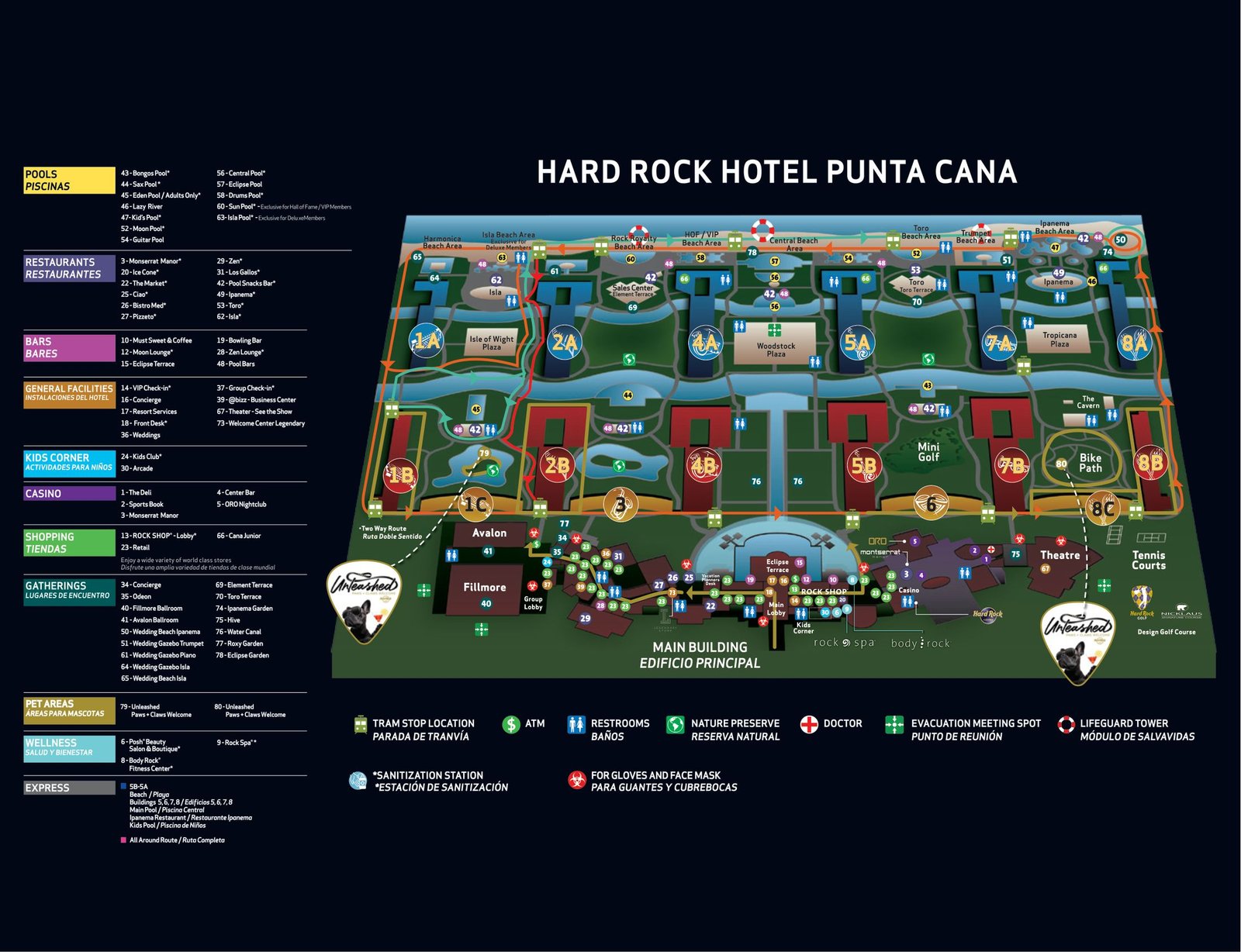 Mapa oficial del Hard Rock Hotel & Casino Punta Cana